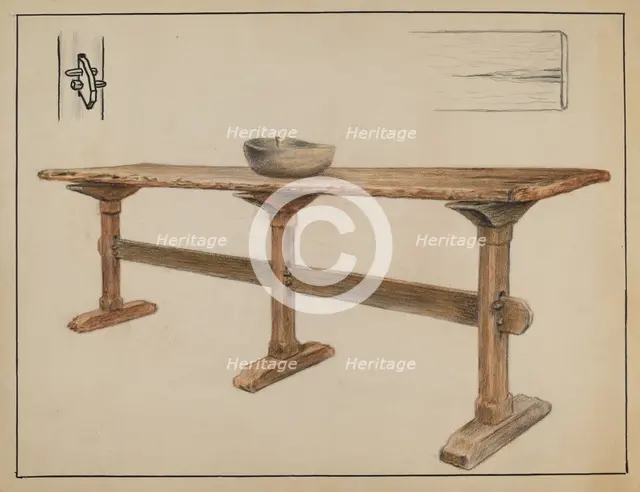Trestle Table, 1936. Creator: Fletcher Hanks.