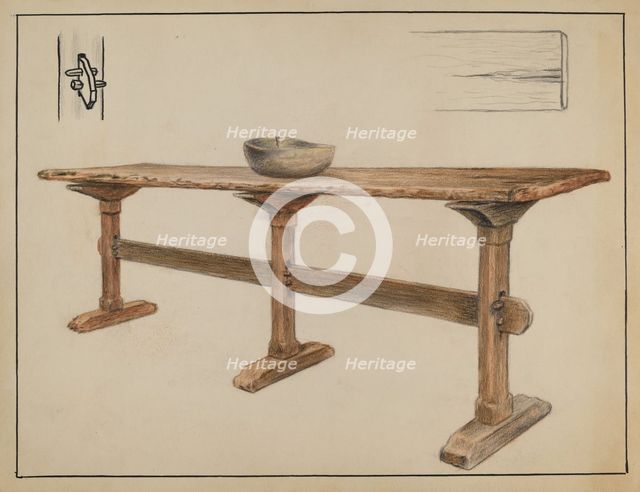 Trestle Table, 1936. Creator: Fletcher Hanks.