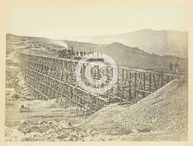 Trestle Work, Promontroy Point, Salt Lake Valley, 1868/69. Creator: Andrew Joseph Russell.
