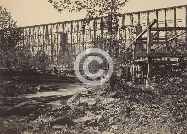Trestle Bridge at Whiteside, 1860s. Creator: George N. Barnard.