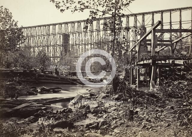 Trestle Bridge At Whiteside, Printed 1866. Creator: George N. Barnard.