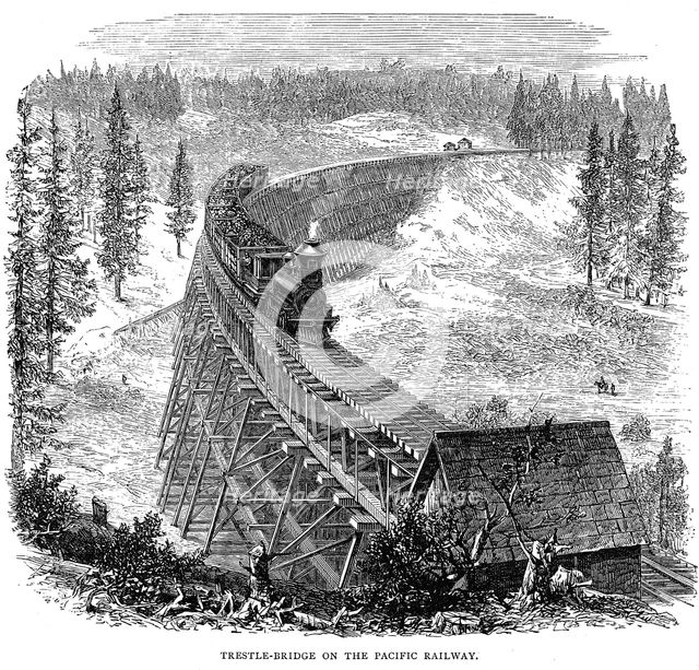 Trestle Bridge on the Union Pacific Railroad, USA, 1876. Creator: Unknown.