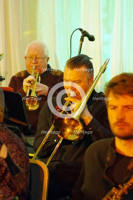 Trevor Mires and Henry Lowther, Stan Sulzmann’s Neon Orchestra, Watermill Jazz Club, Dorking, 2023. Creator: Brian O'Connor.