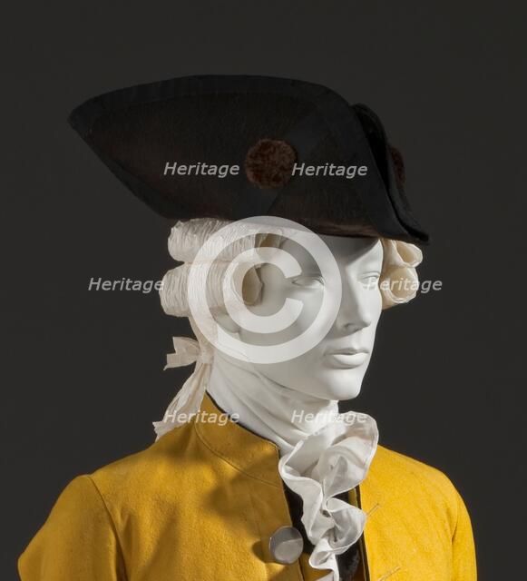 Tricorne hat, Europe or America, beaver fur, c.1780. Creator: Unknown.
