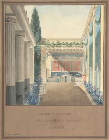 Triclinium, Excavated in the House of Actaeon, Pompeii, ca. 1824. Creator: Charles Frederic Chasseriau