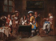 Trictrac Players; Chequers Players, 1648-1710. Creator: Charles Emanuel Biset