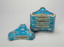 Triangular Five-Tiered Box with Bamboo, Plum Blossom, and Pine Trees, Ming dynasty, 16th century. Creator: Unknown