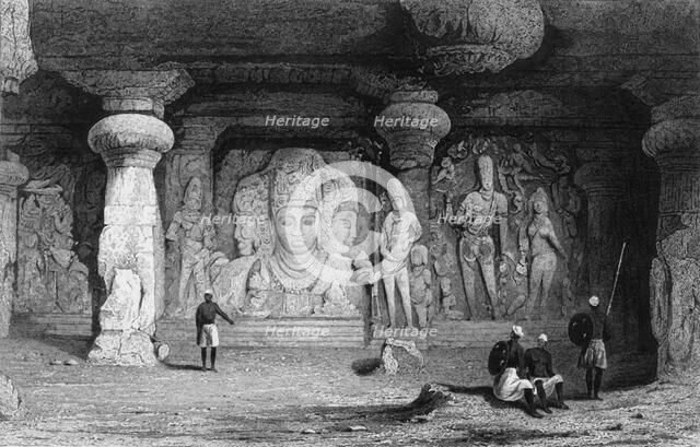 'Triad Figure, Interior of Elephanta', 1834. Creator: Samuel Prout.