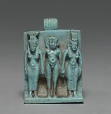 Triad: Horus between Isis and Nephthys, 664-525 BC. Creator: Unknown