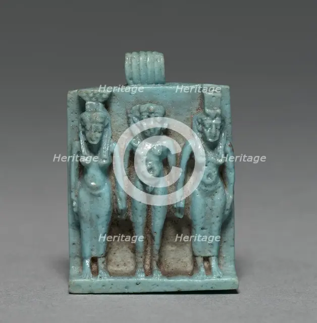 Triad: Horus between Isis and Nephthys, 664-525 BC. Creator: Unknown.