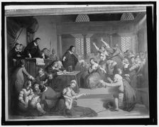 Trial of George Jacobs of Salem for witchcraft, c.between 1900 and 1912. Creator: Unknown