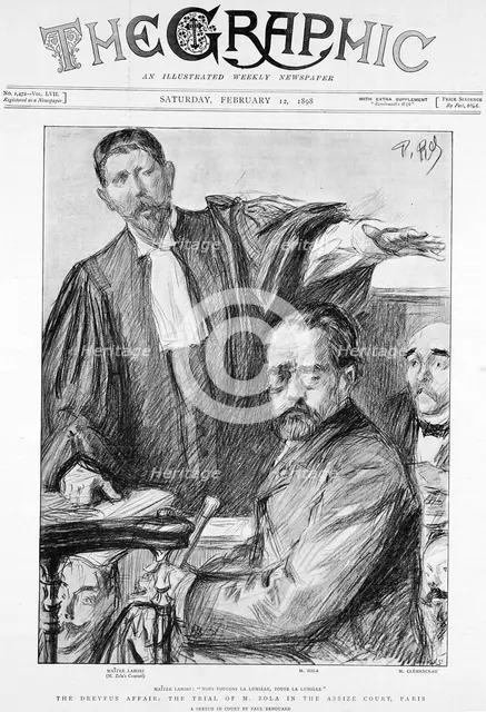 Trial of Emile Zola, French author, 1898. Artist: Unknown