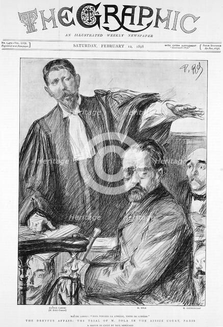 Trial of Emile Zola, French author, 1898. Artist: Unknown