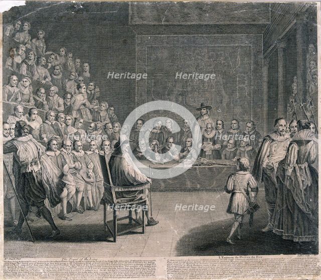 Trial of King Charles I, Palace of Westminster, c1725. Artist: Claude Dubosc
