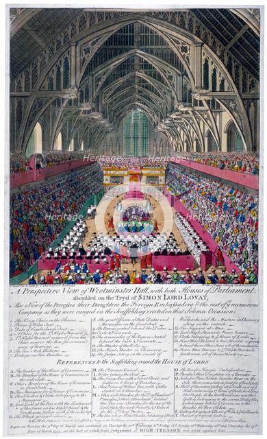 Trial of Lord Lovat, Westminster Hall, London, 1747.                       Artist: Anon