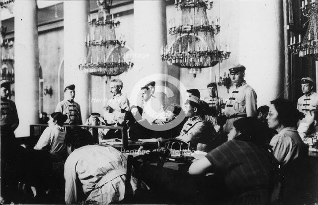 Trial of leaders of the Socialist-Revolutionary Party, Moscow, Russia, August 1922. Artist: Unknown