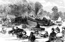 Trial of life-saving apparatus on the Serpentine, Hyde Park, 1883. Creator: Unknown