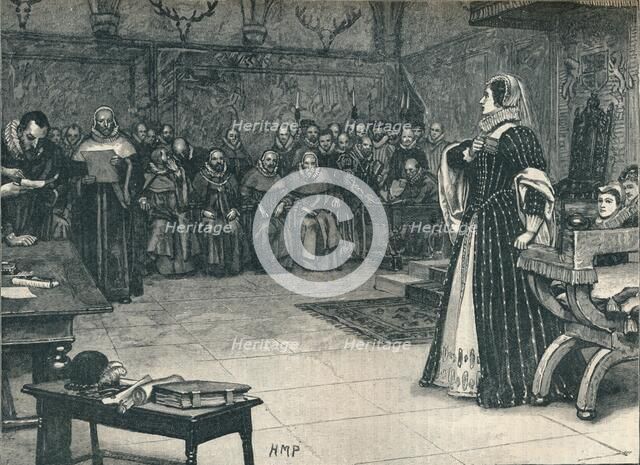 Trial of Mary Queen of Scots in Fotheringhay Castle, 1586 (1905).  Artist: Unknown.