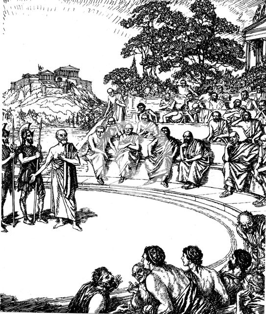 Trial of Socrates, Ancient Greek philosopher, 399 BC (19th century). Artist: Unknown