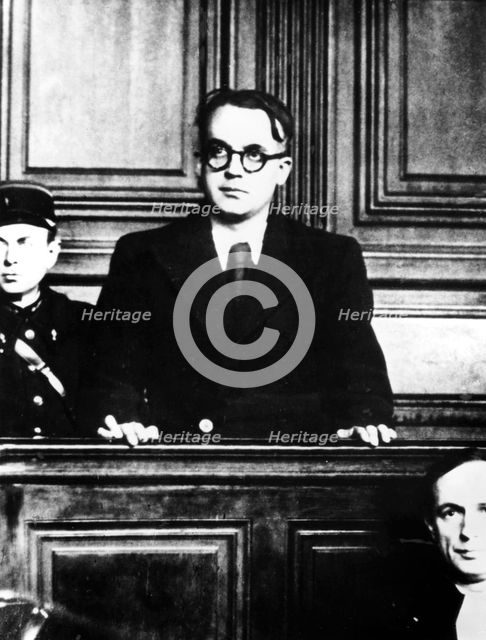 Trial of the French pro-Nazi author Robert Brasillach, Paris, 1945. Artist: Unknown