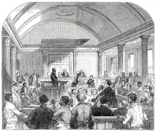 Trial of the Rioters (Oct. 1) in the Court-House, at Trinidad, 1850. Creator: Unknown