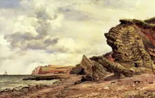 Triassic Cliffs, Blue Anchor, North Somerset 1866. Artist: Edward William Cooke
