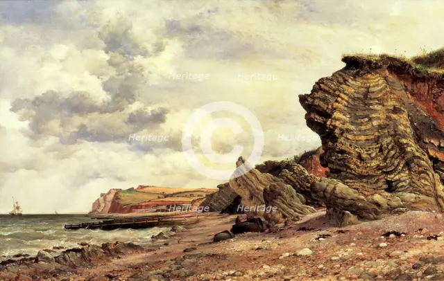 'Triassic Cliffs, Blue Anchor, North Somerset', 1866. Artist: Edward William Cooke