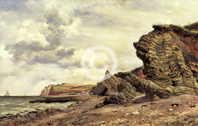 'Triassic Cliffs, Blue Anchor, North Somerset', 1866. Artist: Edward William Cooke