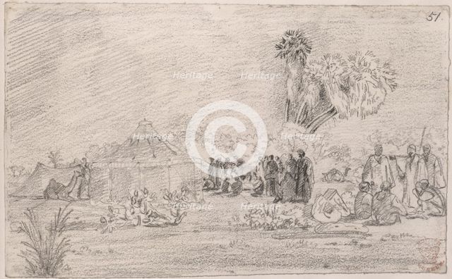 Tribesmen and tent. Creator: Unknown.