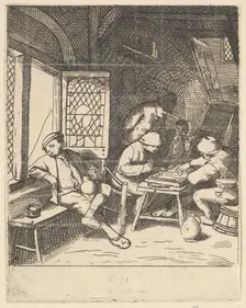 Tric Trac Players, 1610-85. Creator: Unknown