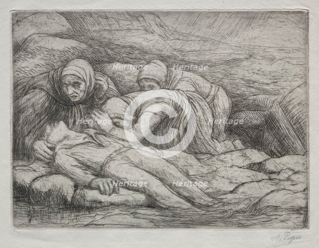 Triomphe de la Mort: La Mort chez une famille de Marins. Creator: Alphonse Legros (French, 1837-1911).