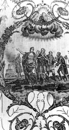 Triomphe de Voltaire (Triumph of Voltaire) (Furnishing Fabric), Nantes, c. 1788/93. Creator: Petitpierre et Cie