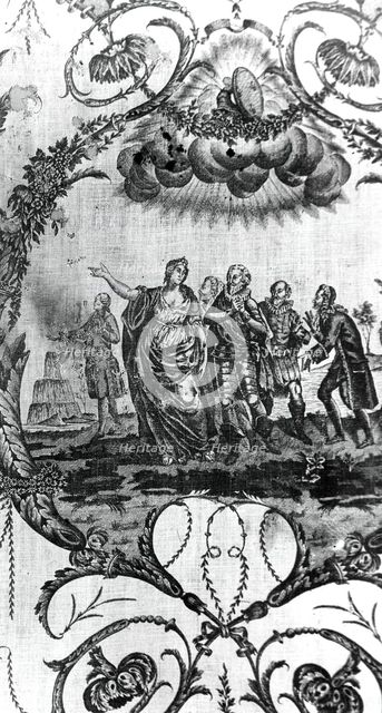 Triomphe de Voltaire (Triumph of Voltaire) (Furnishing Fabric), Nantes, c. 1788/93. Creator: Petitpierre et Cie.