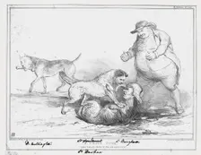 Trios Dogs, A Graphic Tale, with a Moral, for those who can find it out! 1834. Creator: John Doyle