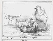 Trios Dogs, A Graphic Tale, with a Moral, for those who can find it out! 1834. Creator: John Doyle