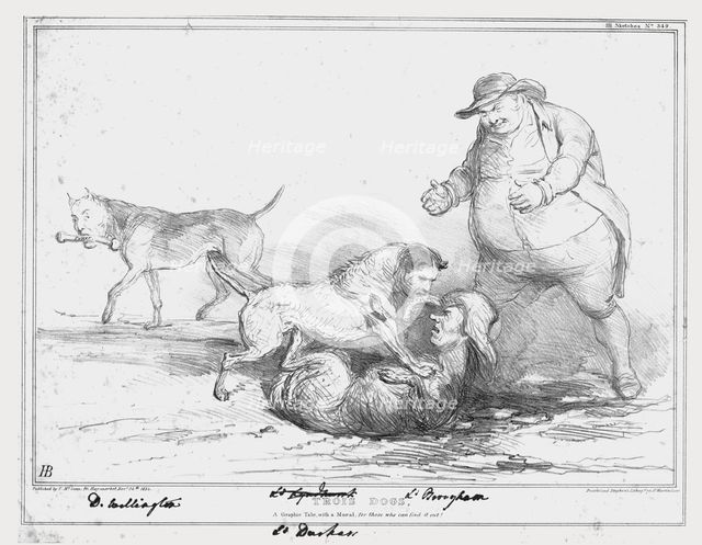 'Trios Dogs, A Graphic Tale, with a Moral, for those who can find it out!', 1834. Creator: John Doyle.