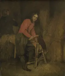 Trimming bales of hay, 1660-1684. Creator: Gaspar Netscher
