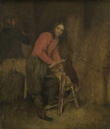 Trimming bales of hay, 1660-1684. Creator: Gaspar Netscher