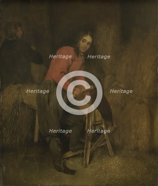 Trimming bales of hay, 1660-1684. Creator: Gaspar Netscher.