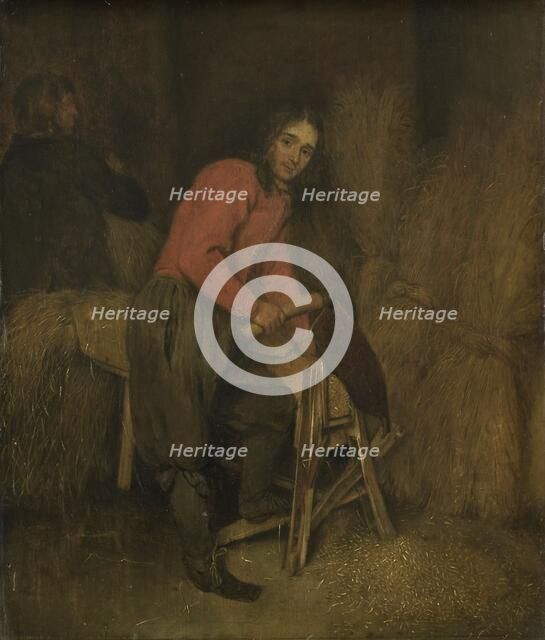 Trimming bales of hay, 1660-1684. Creator: Gaspar Netscher.