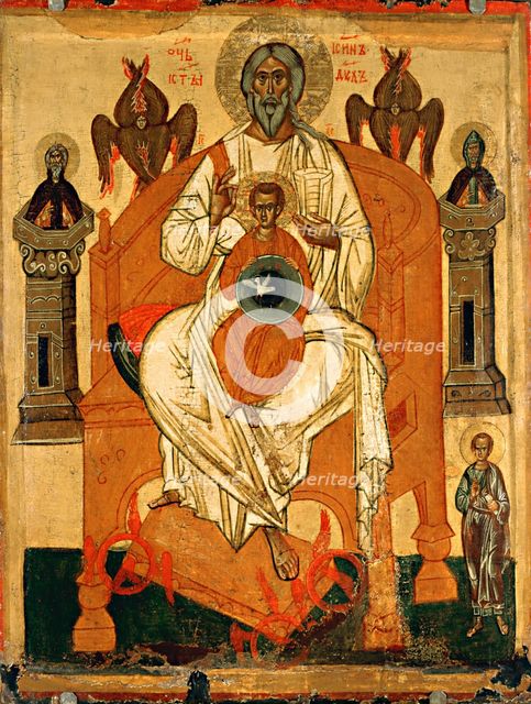 Trinity with the Saints, Early 15th cen.. Artist: Russian icon  