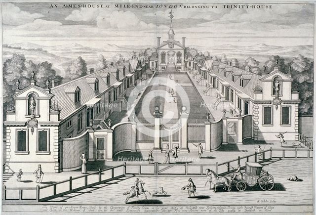 Trinity Almshouses, Mile End Road, Stepney, London, 1696.  Artist: Simon Gribelin