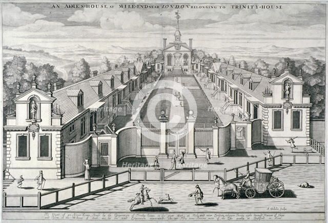 Trinity Almshouses, Mile End Road, Stepney, London, 1696.  Artist: Simon Gribelin