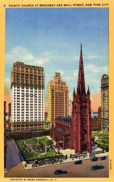 Trinity Church at Broadway and Wall Street, New York City, New York, USA, 1933