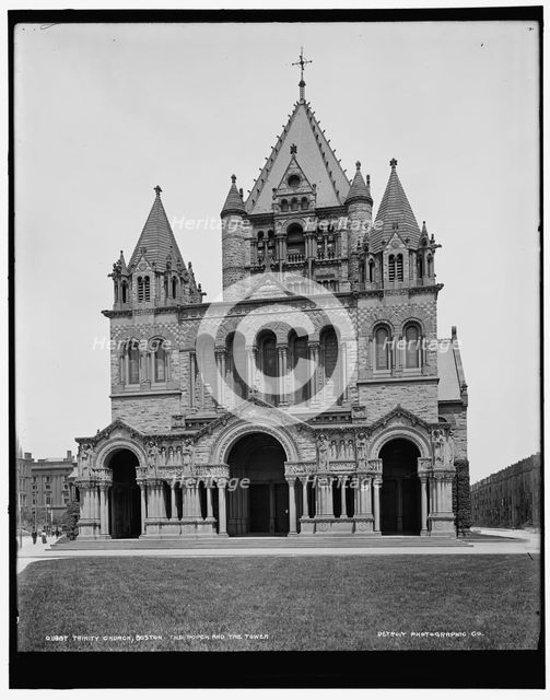 Trinity Church, Boston, the porch and the tower, between 1890 and 1901. Creator: Unknown.