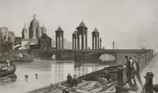 Trinity Church (Troitskoi Church) and bridge over Fontanka Canal, Saint Petersburg, Russia, 1839. Creator: Samuel Cholet