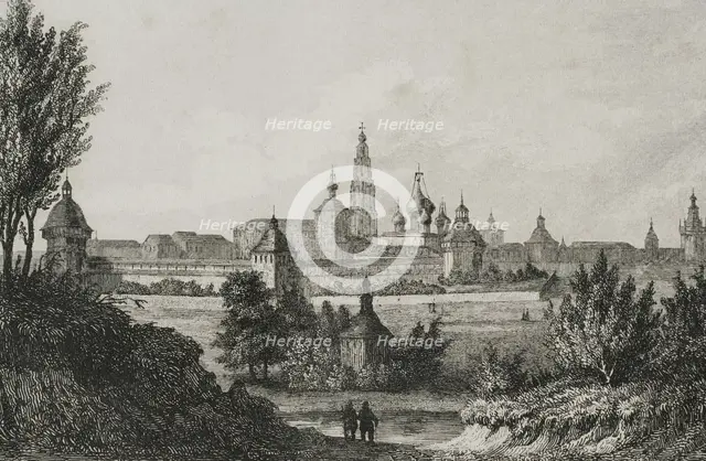 Trinity Lavra of St. Sergius, Sergiyev Posad (ancient Zagorsk), Russia, 1839. Creator: Auguste Cadolle.