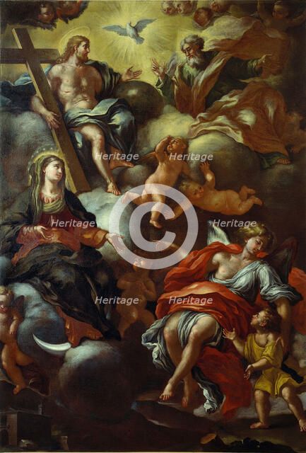Trinity, Madonna and Guardian Angel, c.1710. Creator: Del Pò, Giacomo (1654-1726).