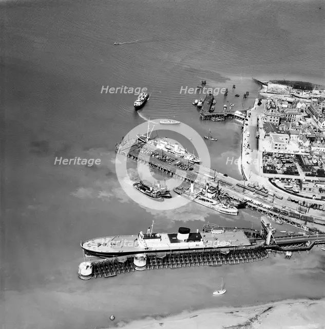 Trinity Pier and the Train Ferry Berth, Harwich, Essex, 1952. Artist: Aerofilms.