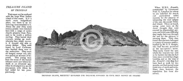 ''Trinidad Island, recently explored for Treasure supposed to have been hidden by Pirates; with stor Creator: Unknown.